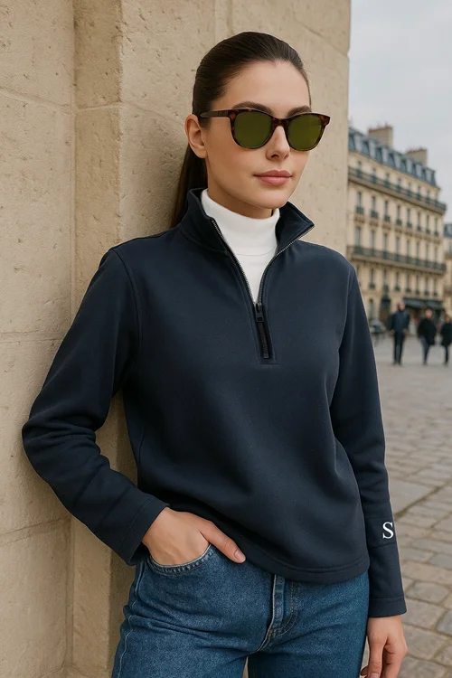 بلوز نیم‌زیپ یقه ایستاده
